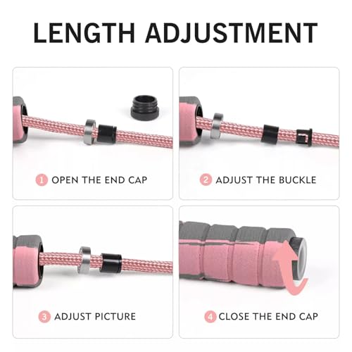 FITMYFAVO Jump Rope Cotton Adjustable Skipping Weighted jumprope for Women，Adult and Children Athletic Fitness Exercise Jumping Rope (Red)