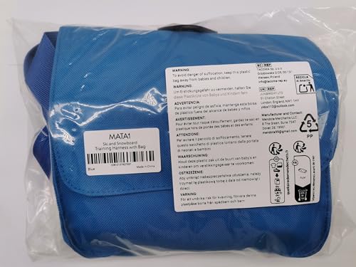 Mata1 Ski & Snowboard Training Harness for Kids - 2 Bungee Elastic Straps to Steer & Learn Speed Control - Ski Trainer Backpack w/Adjustable Shoulder Straps & Easy Lift-Handle for Toddlers