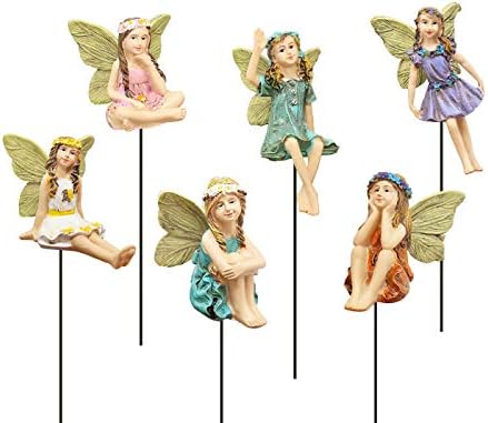 Fairy Garden Vintage Resin Fairy Figurines for Outdoor Garden Yard Lawn Supplies Home Decor Set of 6