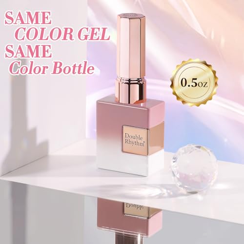 Double Rhythm 15ML Glass Cat Eye Gel Polish with Magnet Same Color Same Bottle Holographic Glitter Shimmer Salon Soak Off Magnetic Nail at Home (Rose Pink-MC1150)