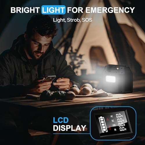 SinKeu Portable Power Station 122.8Wh, LiFePO4 Battery Solar Generator for Home Use, 150W Power Bank with AC Outlet for Camping, RV, Emergency Backup