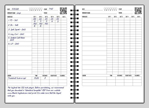 Fitness Logbook (Black) - A5 Undated Workout Journal For Men & Women - Plastic Cover & Thick Paper - Planner Log Book To Track Weight Loss, Muscle Gain, Gym Exercise, Bodybuilding Progress