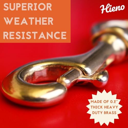 Flag Clips for Rope 4-Pack - Durable 3.2” Bronze Brass Snap Clip with Swivel Eyelet - Best for Flag Poles with Halyard Rope - 4 PCS Flag Pole Clips by Hieno Supplies - Flag Rope Clips for Flagpole