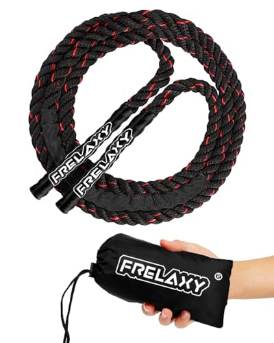 Frelaxy Jump Rope 1LB, Weighted Jump Rope for beginners, Heavy Jump Ropes for Fitness, Total Body Workouts, Weight Loss, Strength Training, Compact Skipping Rope for Home Gym Workout Equipment (Black)