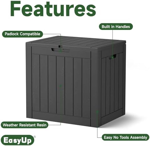 30 Gallon Resin Deck Box Waterproof, UV Resistant Outdoor Storage Box for Delivery, Patio, Garden,and Porch,Striped Black