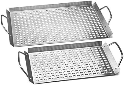 Outset 76630 Stainless Steel Grill Topper Grid, Set of 2, 11"x7" and 11"x17"