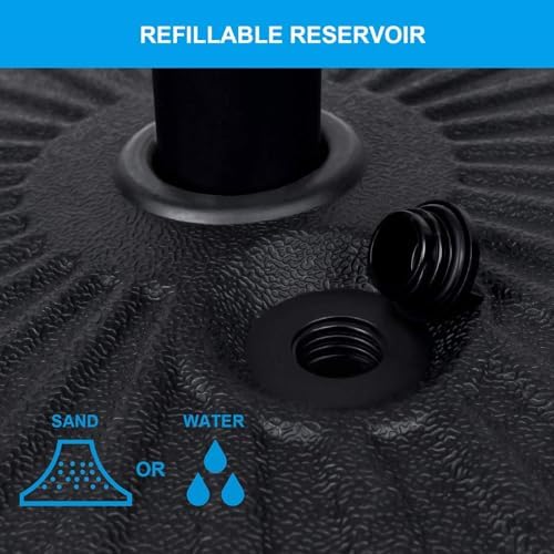 Simple Deluxe 50lbs 20" Capacity Fillable Patio Umbrella Round Base for Outdoor Lawn, Garden, Black
