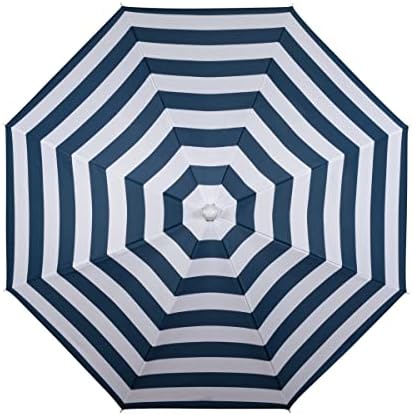 PICNIC TIME 5.5 Ft Outdoor Canopy Sunshade Beach Umbrella, Beach Chair and Small Patio Umbrella, (Blue & White Stripe)