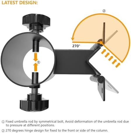 Stainless Steel Umbrella Deck Mount, Heavy Duty Patio Umbrella Holder, (Fits Umbrellas up to 2"), Patio Umbrella Base, Can be Mounted on a Flat Surface or at Right Angles to Save Space(1 Set, Black)