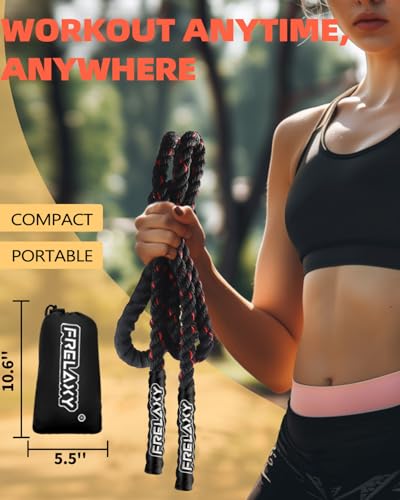 Frelaxy Jump Rope 1LB, Weighted Jump Rope for beginners, Heavy Jump Ropes for Fitness, Total Body Workouts, Weight Loss, Strength Training, Compact Skipping Rope for Home Gym Workout Equipment (Black)