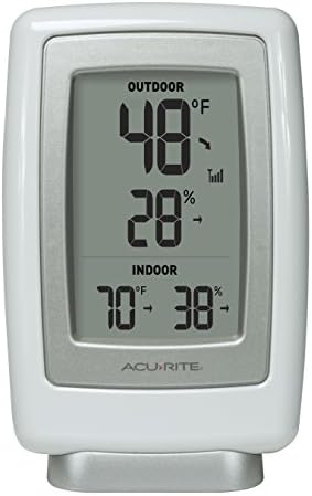 AcuRite 00611 Indoor Outdoor Thermometer with Wireless Temperature Sensor & Hygrometer White Small