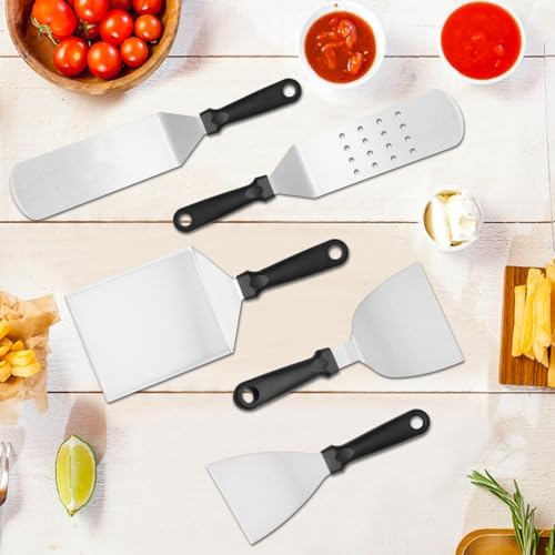 25Pcs Griddle Accessories Kit, Leonyo Flat Top Grill Accessories, Professional Griddle Tools with Enlarged Spatulas, Basting Cover, Metal Scraper, Smash Burger Press for Outdoor Barbecue