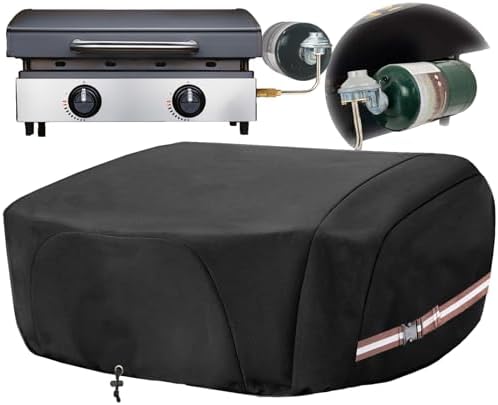 Griddle Cover for Blackstone 22 inch Tabletop Griddle with Hood, Full Coverage Propane Fuel Cylinder, Waterproof 600D Heavy Duty Grill Covers Outdoor BBQ Grilling Accessories