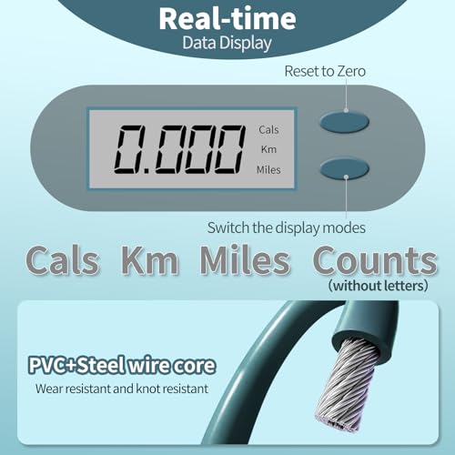 Jump Rope with Counter Cordless Jump Rope Ropeless Skipping Rope for Fitness Training Speed Rope with Digital Handle for Exercises Men, Women and Kids Wireless Skipping Rope Indoor Outdoor (Green)