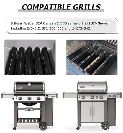 66795 GS4 Flavorizer Bars for Weber Genesis II Grill Parts, 17” Flavor Bars for Weber GS4 Genesis II 300 E-310 E-315 E-335 LX-340 Replacement Parts, Full 16GA Upgraded Porcelain-enameled Steel, 5 Pack