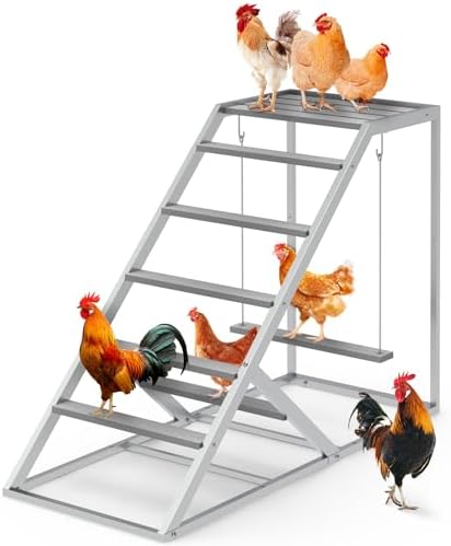 Chicken Coop, Chicken Perches with Swing, Chicken Roosting Bars, Chicken Activity Play Toys, Wooden Chicken Ladder for Pet's Healthy & Happy, Suitable for Backyard Farm