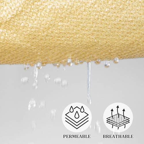 Shade&Beyond Rectangle Sun Shade Sail 12'X16' Permeable Canopy Sand for Patio Garden Yard Deck Pergola (We Make Custom Size)