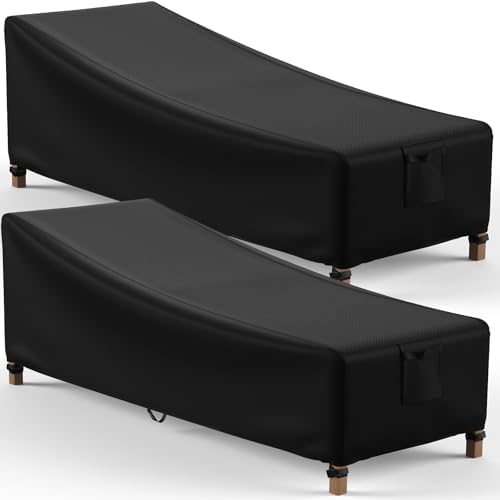 Mrrihand Chaise Lounge Cover, Patio Furniture Covers, Patio Lounge Chair Cover Waterproof and UV Resistant, Heavy Duty Outdoor furniture covers with Air Vent 2 Pack - 84L x 32W x 32H inch