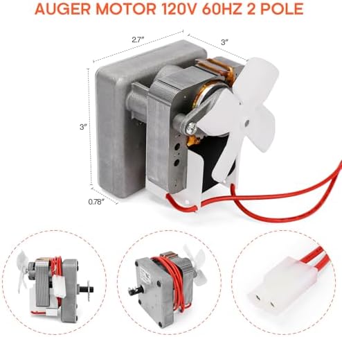 Upgraded 2.0 RPM Auger Motor Replacement Parts for Traeger, Pit Boss Wood Pellet Grills & Camp Chef Smokers, Oklahoma Joe's & Cuisinart WoodCreek Pellet Grill, Barbecue Auger Motor, 120V 60Hz 2 Pole