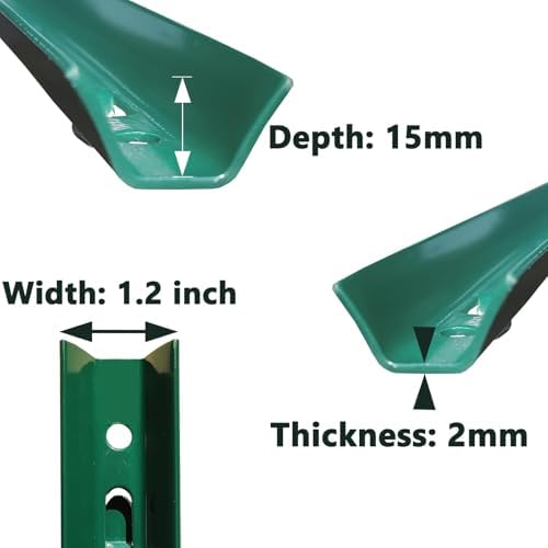 ARIFARO Fence Posts 3 Feet Sturdy Duty Metal Fencing Poles, Pack of 16, No Dig Garden U Post for Wire Fencing Steel Post for Yard, Outdoor Wire