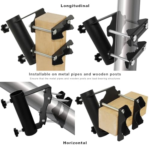 Heavy Duty Flagpole Mount Bracket for Balcony Railing Truck Flag Pole Holder Clamp,Flag Pole Holder Bracket Wall Mounted,Horizontal and Vertical Railings Installation,Strong and Rust Free