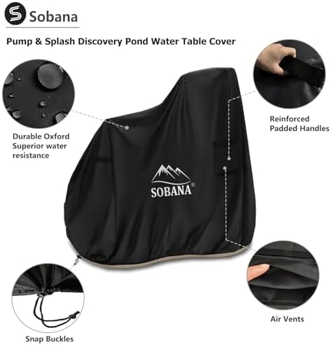 Kids Water Table Cover for Pump & Splash Discovery Pond Water Table,Waterproof Dust Proof Anti-UV Outdoor Kids Water Sensory Table Pool Cover(Cover only,Black)