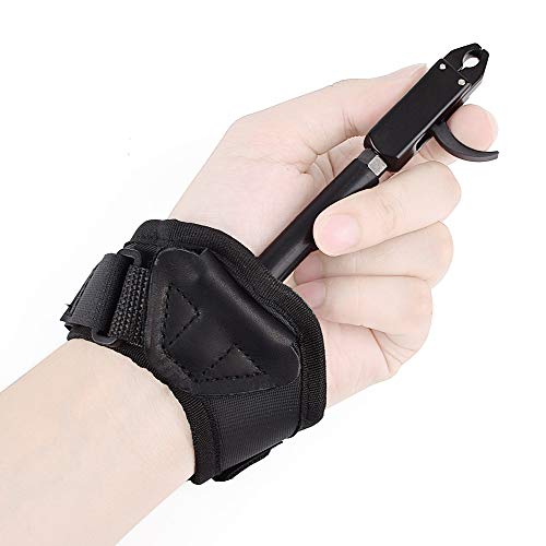 Compound Bow Release Aid Trigger Adult Archery Right Left Hand Adjustable Black Color Wrist Strap （Pack of 1