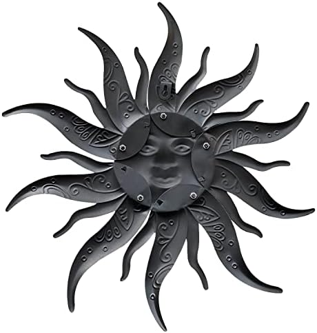 Metal Sun Wall Art Decor-17.3 inches Rustic Retro Metal Sun Hanging Decoration for Indoor Outdoor,Gift for Mom Dad Friends(Gold)