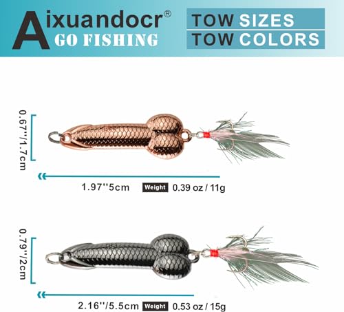 Bass Fishing Lure, Fishing Spoons, Topwater Fishing Lures with Trebles Hooks, Trout Fishing Lures, Fishing Tackle for Freshwater and Saltwater