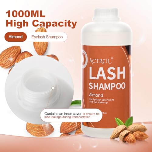 ACTROL Eyelash Extension Cleanser 60ML Natural Lash Extension Shampoo Peach Professional Eyelid Foaming Cleanser Paraben & Sulfate Free Non-lrritating with Salon and Home Care