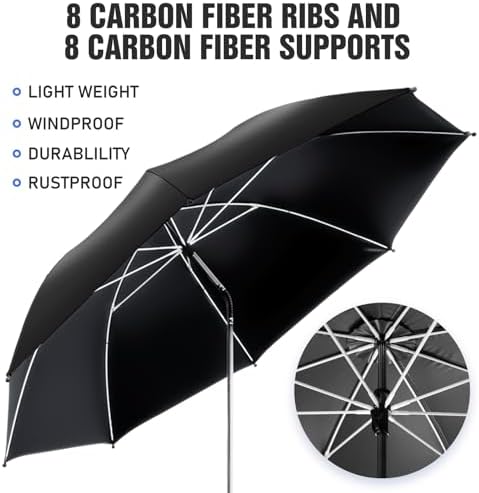 2 PACK Beach Umbrella with Clamp, 360 ° Adjustable Umbrellas for Chair, UPF50+ Umbrella for Beach Chair, Patio Chair, Wheelchair, Camping Chair, Golf Carts (Chair Not Included)