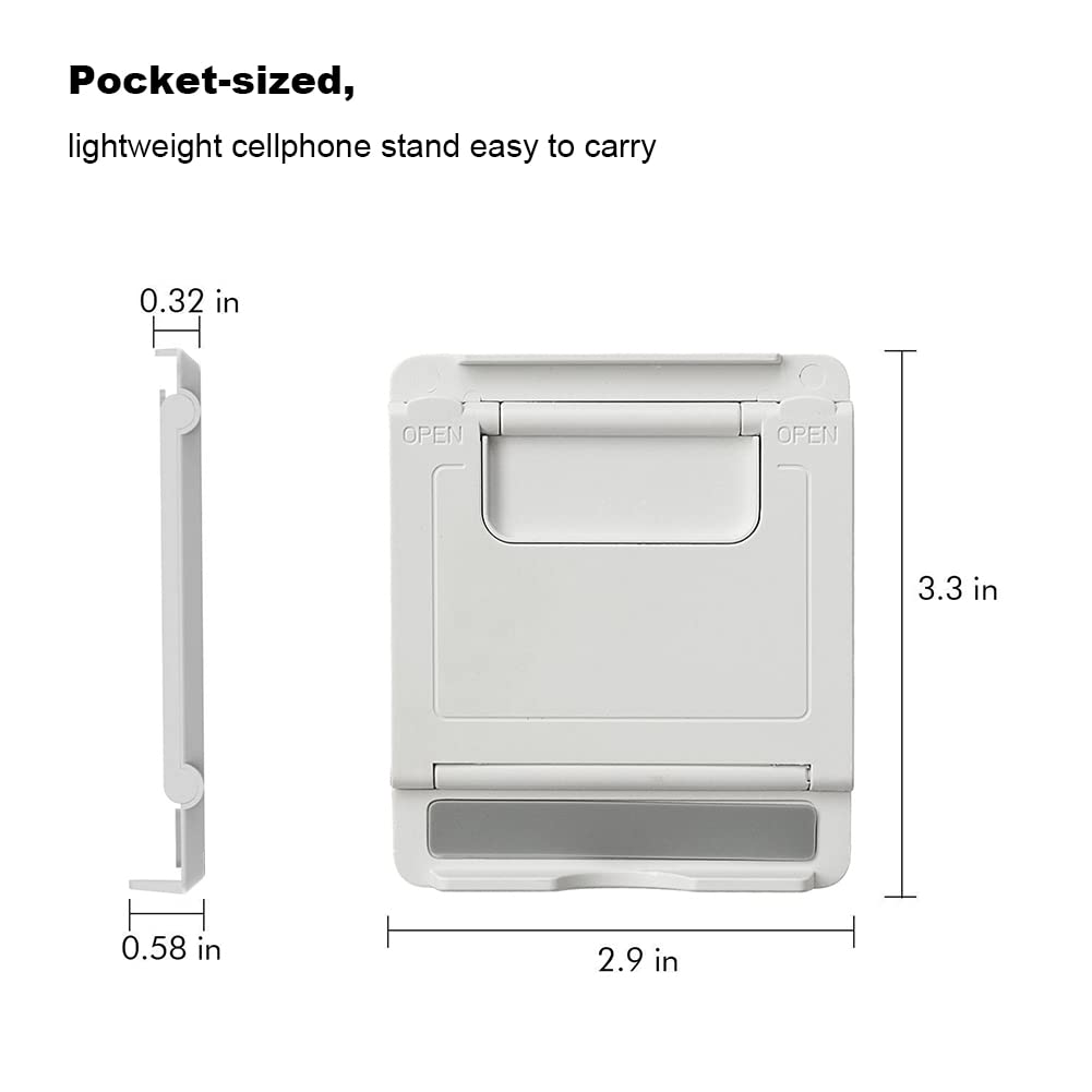 Kemoxan 2 Pack Portable Cell Phone Stand Holder for Desk, Foldable Pocket-Sized Mount, Universal Adjustable Desktop Mobile Phone Kickstand Compatible with iPhone IPads Kindle Android Black & White