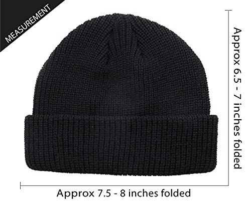 KBW-282 BLK Classic Warm Winter Fisherman Beanie Hats Acrylic Ribbed Knit Cuff Daily Cap