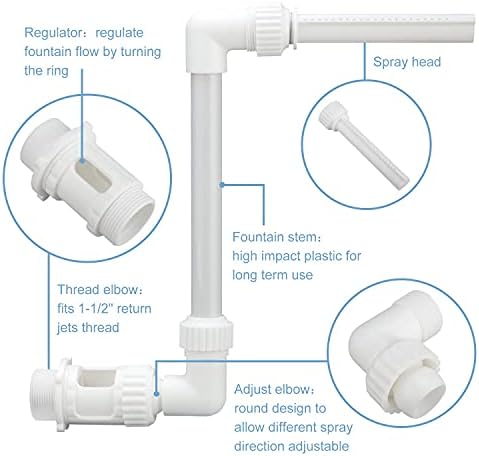 Pool Waterfall Spray Fountain - Above Ground Pool Decoration, Adjustable Aerator for Cool Warm Water Temperatures, Backyard Decor