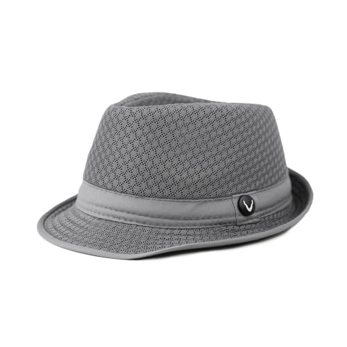 The Hat Depot Light Weight Classic Soft Cool Mesh Crushable Fedora hat (S/M, Grey)
