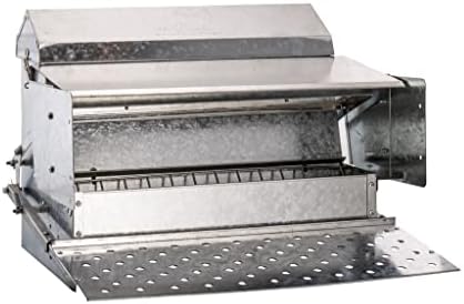 RentACoop Automatic Metal Treadle Feeder - Outdoor Use, Rainproof - Suitable for Chicken, Bantams, Poultry, Pheasants, etc. - 25lb Capacity