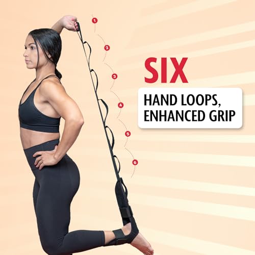 DMoose Fitness Foot & Calf Stretcher - Hamstring Stretcher for Plantar fasciitis, Achilles Tendonitis, & Heel Spurs - Yoga Stretching Strap for Lower Back Pain - Flex Strap for Physical Therapy