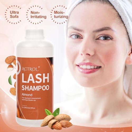 ACTROL Eyelash Extension Cleanser 60ML Natural Lash Extension Shampoo Peach Professional Eyelid Foaming Cleanser Paraben & Sulfate Free Non-lrritating with Salon and Home Care