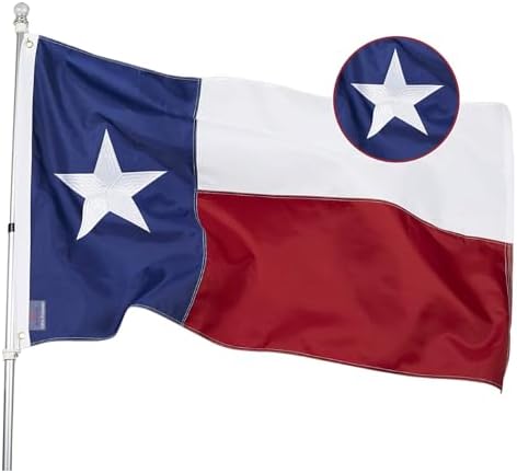 Homissor State of Texas 3x5 Feet Flag - Embroidered Sewn Heavy Duty 210D Oxford Nylon Flags Vivid Color - Brass Grommets and 4 Stitch Hemming