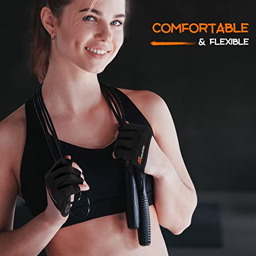 SueStar Partial Weight Lifting Gloves, 3/4 Finger Workout Gloves for Men Women, Full Palm Protection & Silicone Grip Gym Gloves for Weightlifting Exercise Fitness Smartwatch Friendly (Black, X-Small)