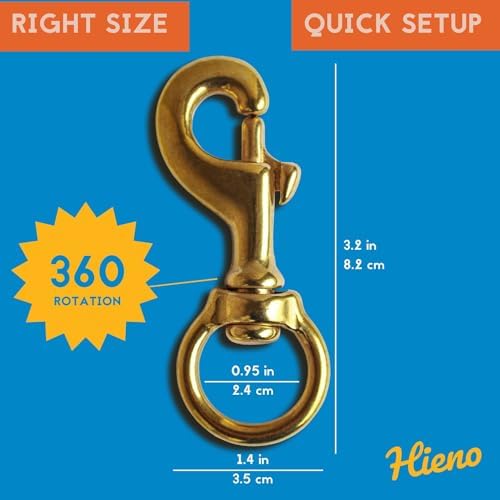 Flag Clips for Rope 4-Pack - Durable 3.2” Bronze Brass Snap Clip with Swivel Eyelet - Best for Flag Poles with Halyard Rope - 4 PCS Flag Pole Clips by Hieno Supplies - Flag Rope Clips for Flagpole