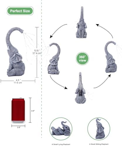 Qeeman Solar Elephant Statues for Garden Decor: Outdoor Sculptures for Lawn Ornaments - Porch Patio Balcony Front Yard Birthday Gifts for Mom Grandma Women