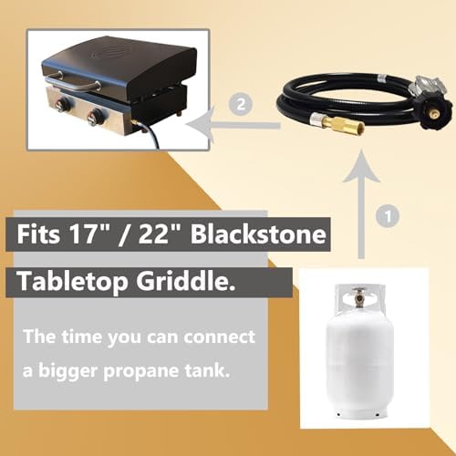 6 FT Propane Adapter Hose Regulator Kit for Blackstone 17in and 22in Tabletop Griddle to 20 lb Tank, Griddle Adapter Hose Replacement Parts with QCC1, Compatible with Blackstone 5471 Propane Hose