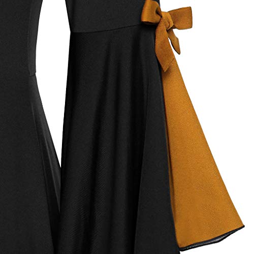 Aniywn Plus Size Womens Halloween Tops, Flare Long Sleeve Sequined Lace Up Gothic Costume Tunic Tee Shirt Orange