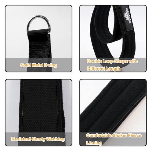 Lights Mountain 1 Pair Pilates Double Loop Straps for Reformer, Fitness D-Ring Straps Handle, Yoga Exercise Accessories for Home Gym Workout