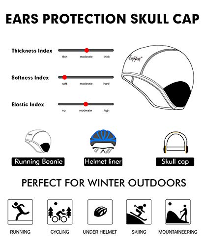 EMPISPORTS Thermal Helmet Liner Skull Cap Ears Windproof Protection Winter Warm Cycling Running Skiing Beanie Winter (Black + DK Grey Mel., 2)