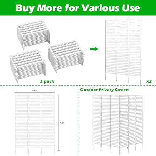 OUSHENG 47in H x 48in W Air Conditioner Fence Privacy Screen, Pool Equipment Enclosure Trash Garbage Can Hider Outdoor for AC Outside Units Garden Balcony Patio, White