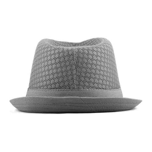 The Hat Depot Light Weight Classic Soft Cool Mesh Crushable Fedora hat (S/M, Grey)