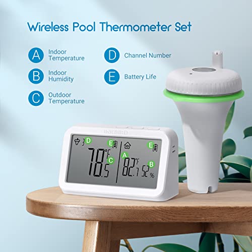 INKBIRD IBS-P02R Floating Wireless Thermometer Set with Indoor Temperature Humidity Monitor, IPX7 Waterproof, for Swimming Pools, Hot Tubs, Small Ponds, Aquariums