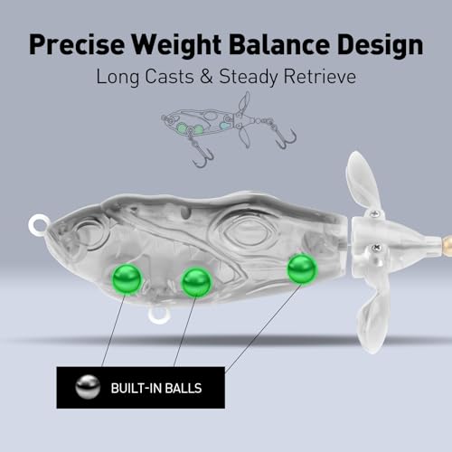 HANDING 3PCS Plopper, Bass Fishing Lure for Freshwater and Saltwater, Floating Topwater Lure, Mustad Hook, Angler's Gift, for Pike Catfish, 1/2oz, 3/4oz and 1oz